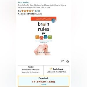 Brain Rules for Baby by John Medina hardback - EUC